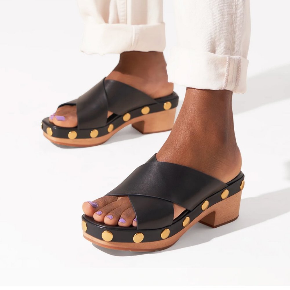 Charlotte Stone Amos in Black Stud clogs sandals size 9